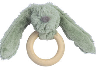 Green Rabbit Richie Wooden Teething Ring